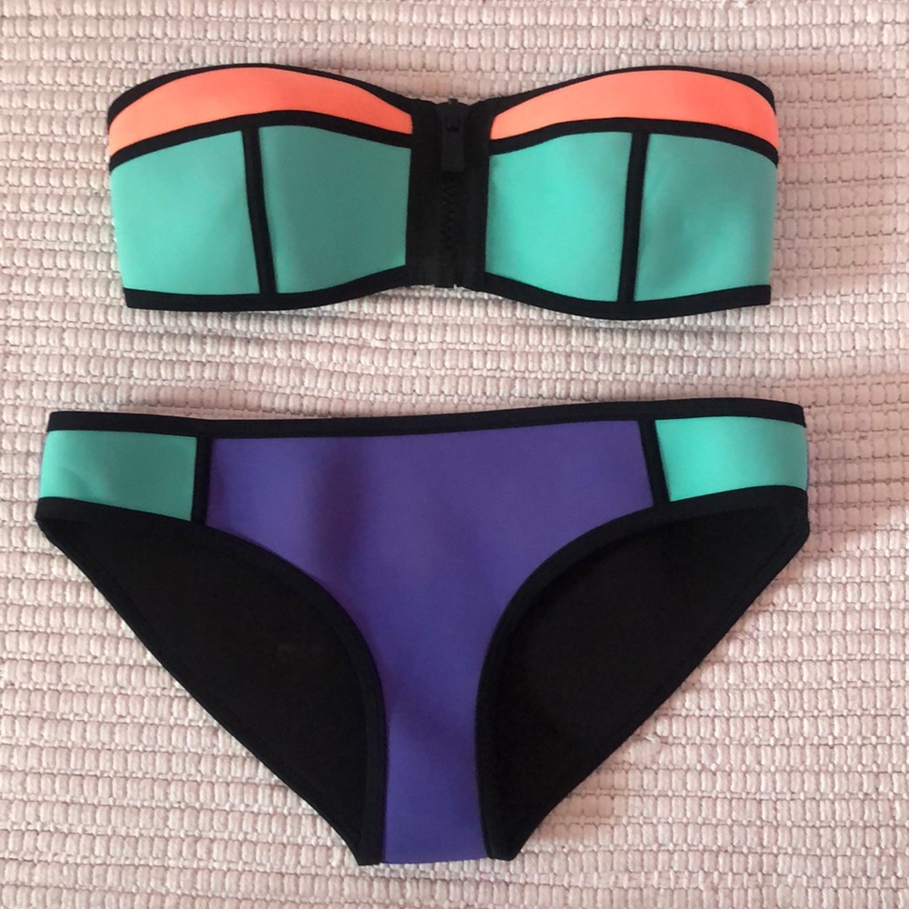 Neoprene Color Block Bikini